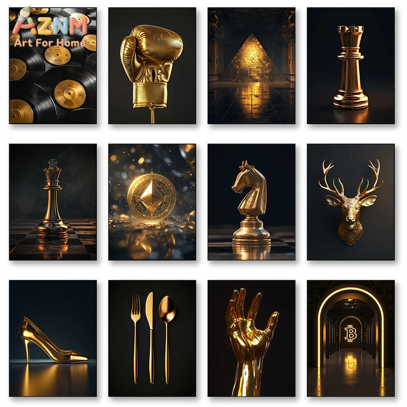 Quiet Luxury Lifestyle - AZNM Luxury Gold Themed Frameless Canvas