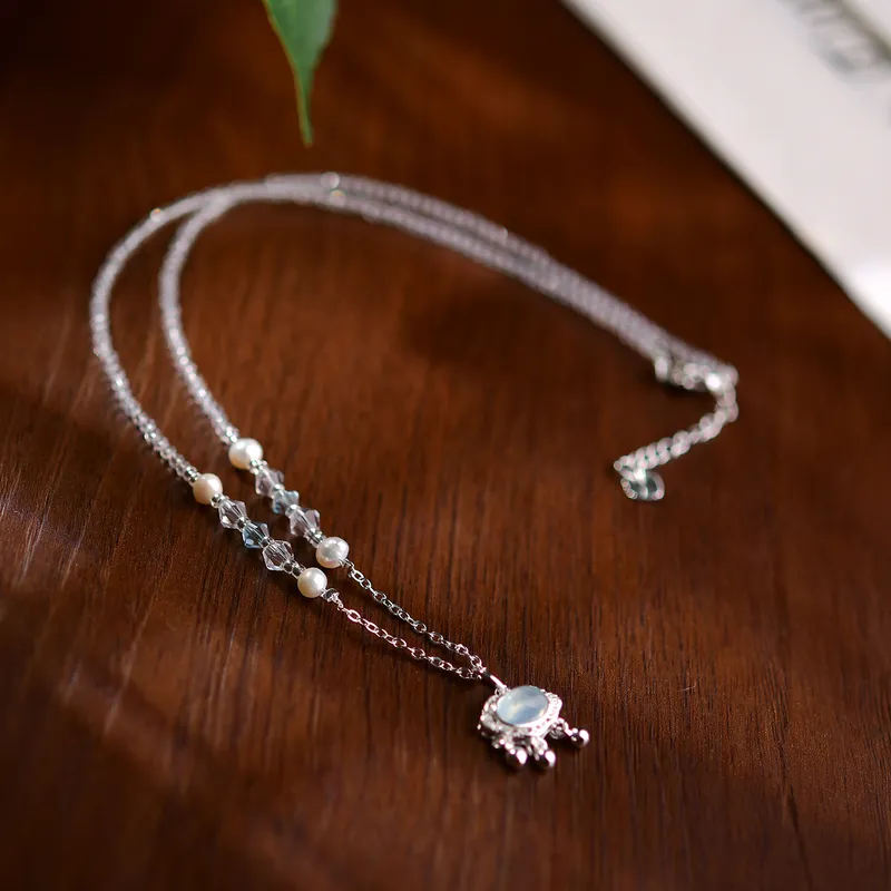 Luxury Lifestyle Niche - Aquamarine Necklace New National Style Xiangyun
