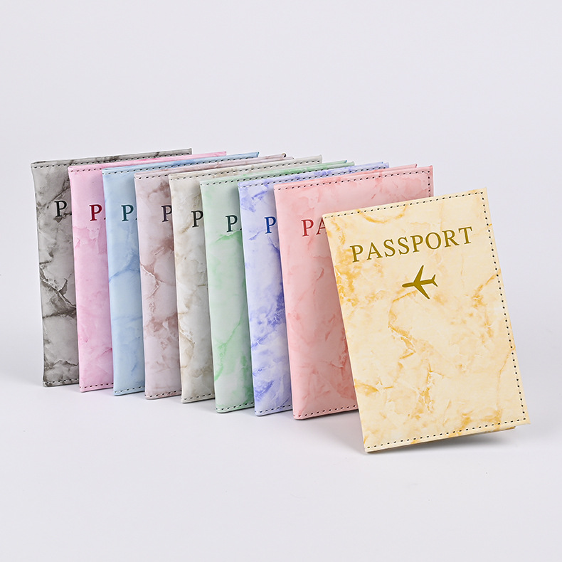 Macaron Color Marble Pattern P - Leather Passport Cover 评论和价格