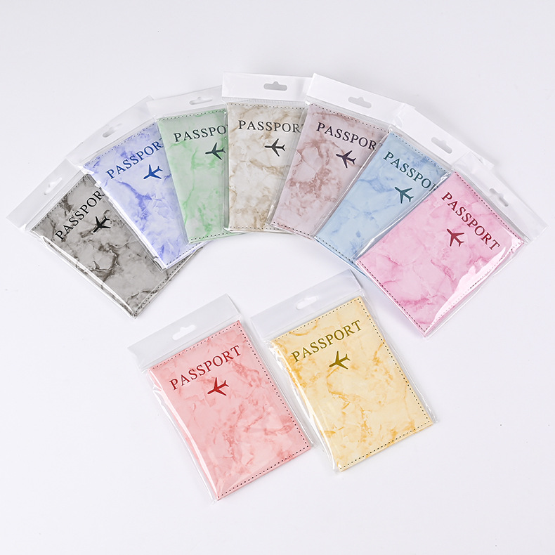 Macaron Color Marble Pattern P - Leather Passport Cover 评论和价格